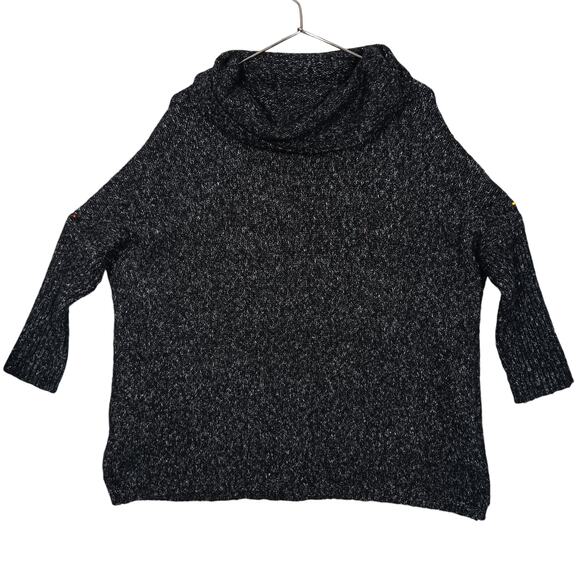 Dreamers Oversized Chunky Sweater Top Small Marled Gray Cowl Neck Slim Sleeves - Picture 6 of 11